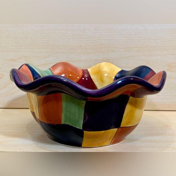 Vintage Tabletops Gallery Caracas Bowl Ruffled Rim Hand Painted (Discontinued) - Picture 3 of 10
